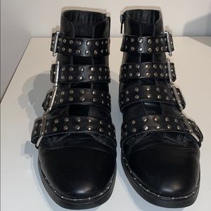 Black studded combat boots